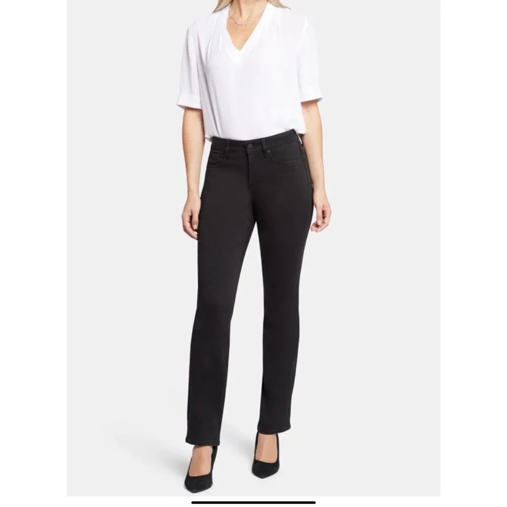 NYDJ Marilyn Women's Black Straight Leg Jeans Lift X Tuck Technology Size 6P